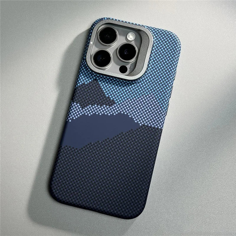 MagSafe Carbon Fiber Shockproof IPhone Case – Anti-Fall Shield with Metal Lens Kickstand