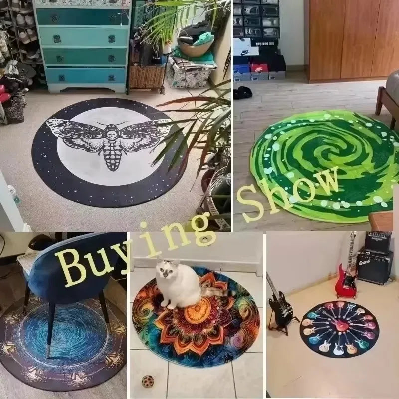 METAL GEAR Circular Carpet | Modern Cartoon Floor Mat for Home & Office