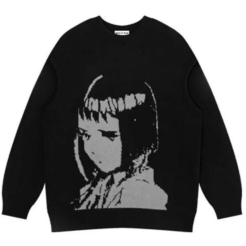 Oversized Anime Graffiti Sweater | Harajuku Streetwear 2023 Winter Cotton Pullover