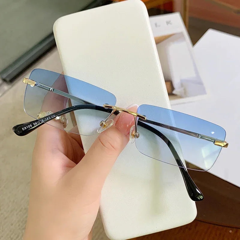Luxury Rimless Vintage Square Sunglasses β Stylish UV400 Protection for Women