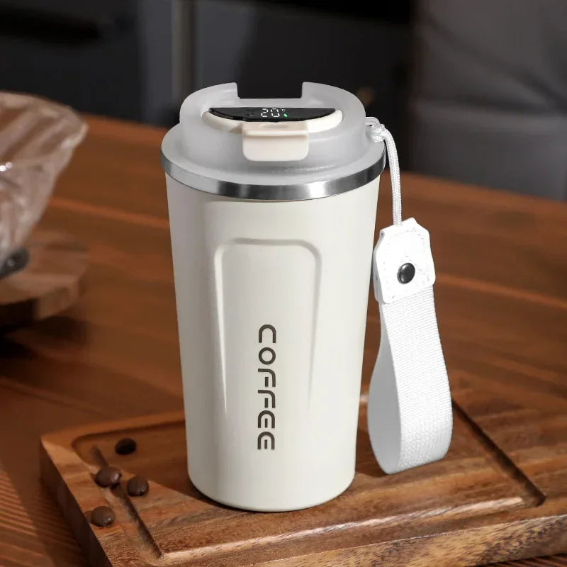 Stainless Steel Thermos Coffee Mug with Temperature Display - Insulated Vacuum Flask