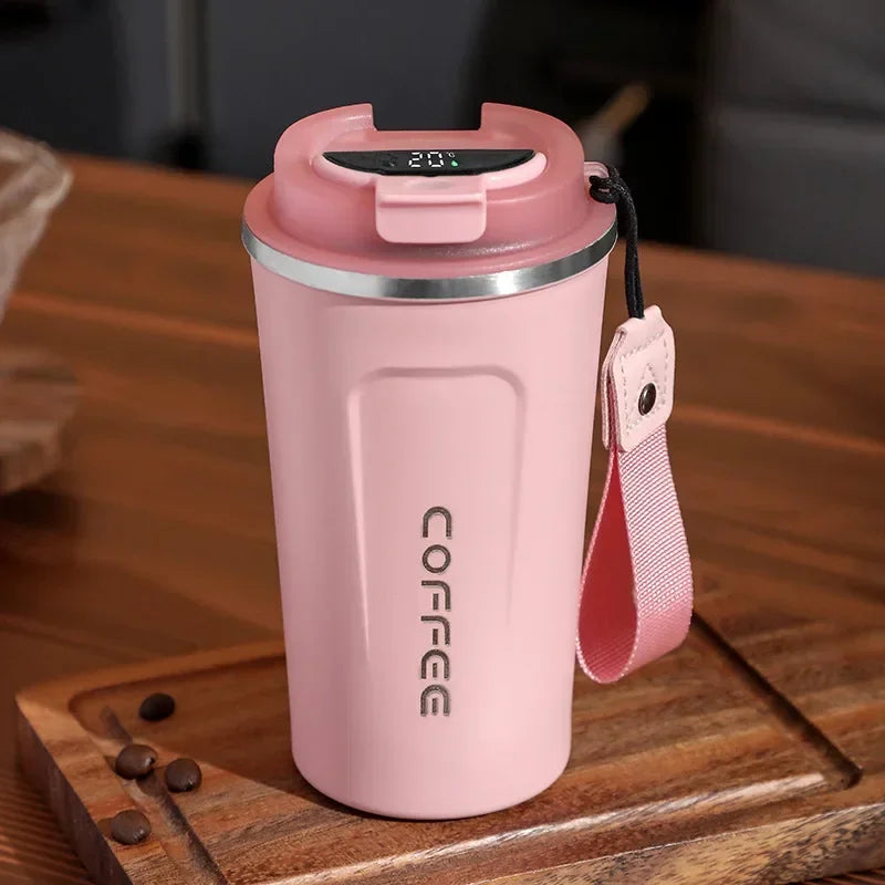 Stainless Steel Thermos Coffee Mug with Temperature Display - Insulated Vacuum Flask