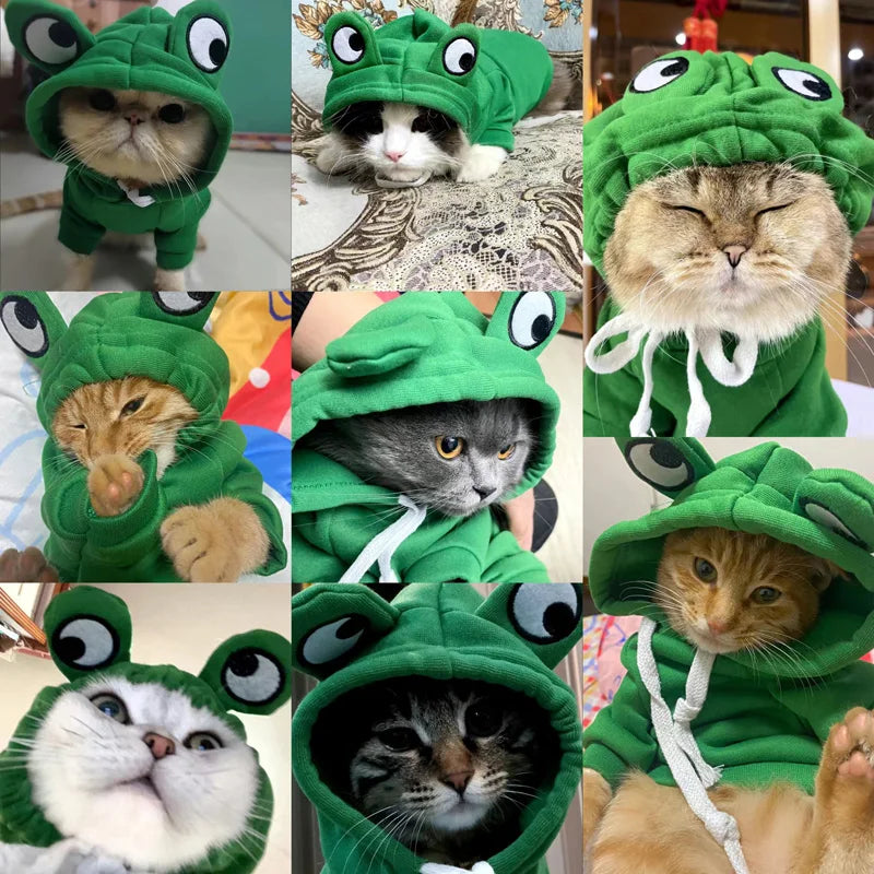 Cute Frog Pet Hoodie – Cozy Plush Cat & Dog Sweatshirt