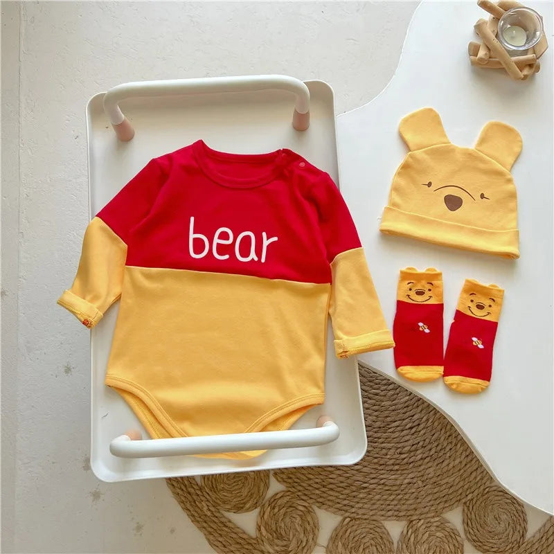 Winnie The Pooh Disney Bear Baby Bodysuit Newborn Long Sleeve Romper for Toddler Boys Girls Jumpsuit Clothes