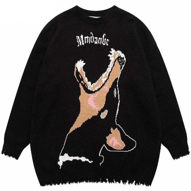 Oversized Anime Graffiti Sweater | Harajuku Streetwear 2023 Winter Cotton Pullover