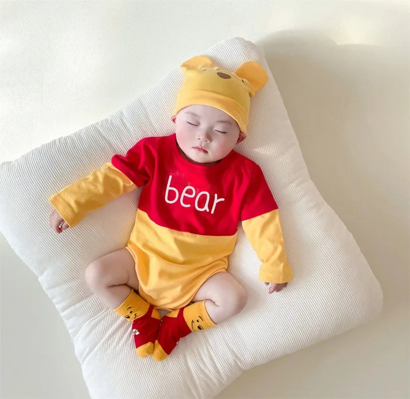 Winnie The Pooh Disney Bear Baby Bodysuit Newborn Long Sleeve Romper for Toddler Boys Girls Jumpsuit Clothes