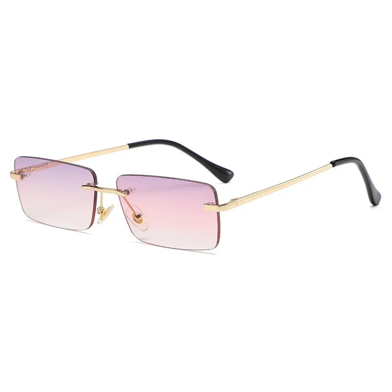 Luxury Rimless Vintage Square Sunglasses β Stylish UV400 Protection for Women