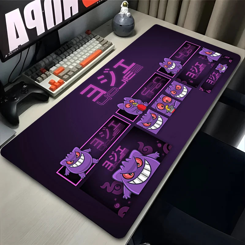 Purple Japan Anime Mouse Pad – P-pokemon, G-gengar, XXL Desk Mat, Kawaii Rug