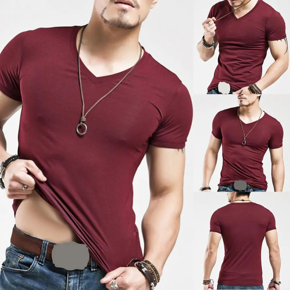 🔥 2024 Men’s V-Neck T-Shirt – Stylish & Comfortable for Everyday Wear
