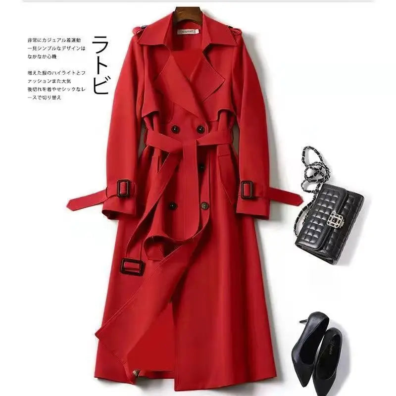 Women's Long Trench Coat – Double Breasted Autumn Winter Outerwear