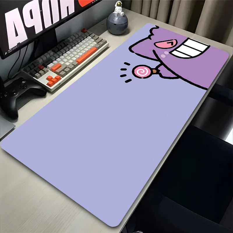 Purple Japan Anime Mouse Pad – P-pokemon, G-gengar, XXL Desk Mat, Kawaii Rug