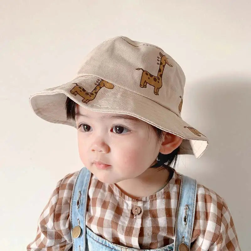 Cartoon Giraffe Baby Bucket Cap - Sun Hat for Kids 2-5 Years