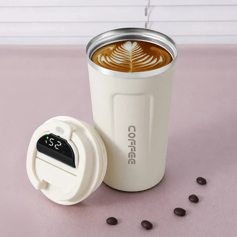 Stainless Steel Thermos Coffee Mug with Temperature Display - Insulated Vacuum Flask