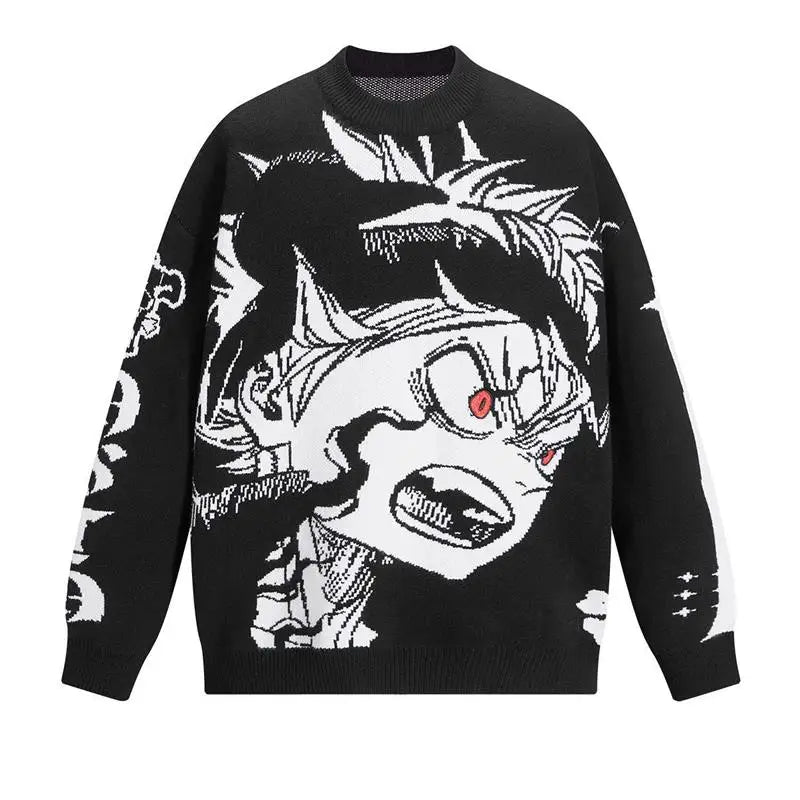 Oversized Anime Graffiti Sweater | Harajuku Streetwear 2023 Winter Cotton Pullover