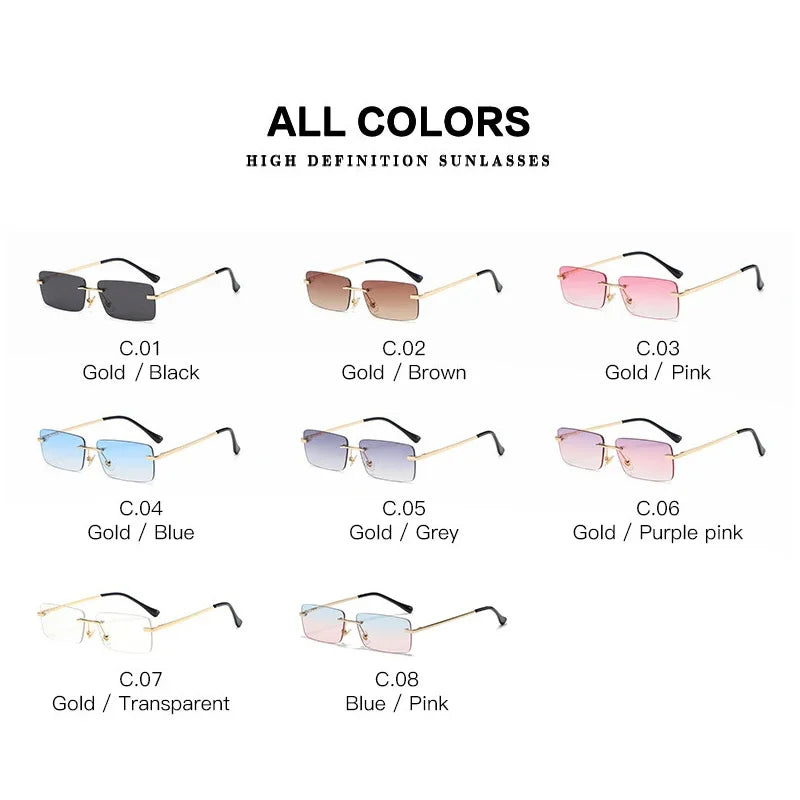 Luxury Rimless Vintage Square Sunglasses β Stylish UV400 Protection for Women