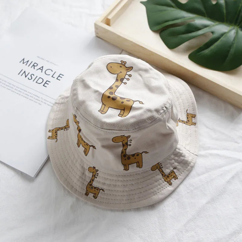 Cartoon Giraffe Baby Bucket Cap - Sun Hat for Kids 2-5 Years
