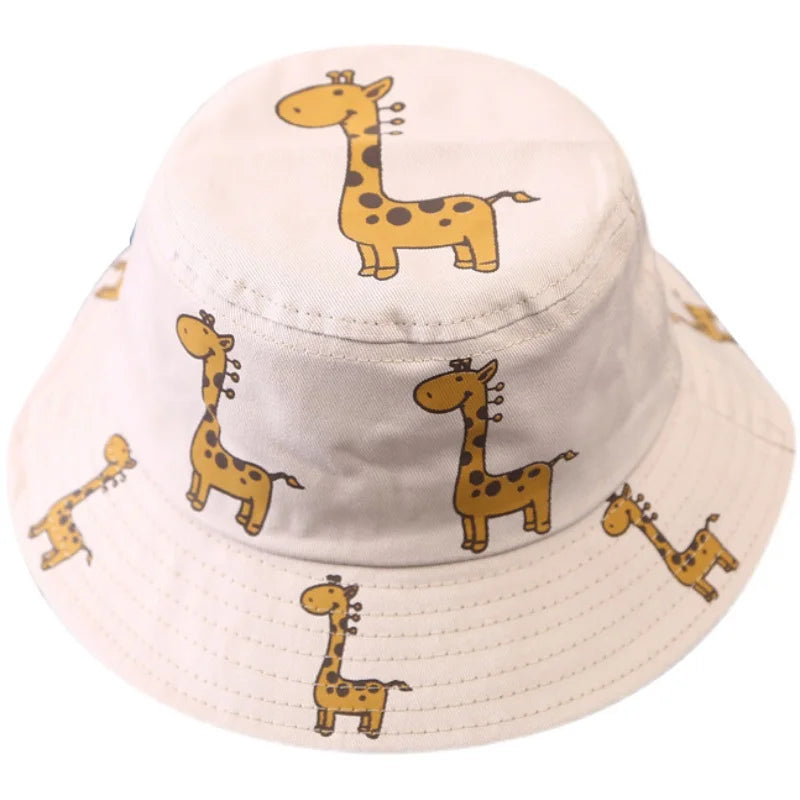 Cartoon Giraffe Baby Bucket Cap - Sun Hat for Kids 2-5 Years