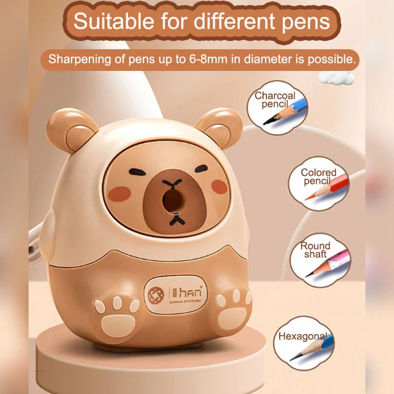 Capybara Kawaii Pencil Sharpener | Creative Stationery for School & Office