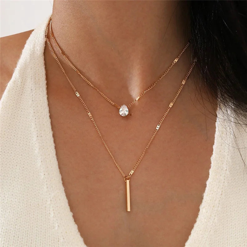 Vintage Pearl Charm Layered Necklace for Women