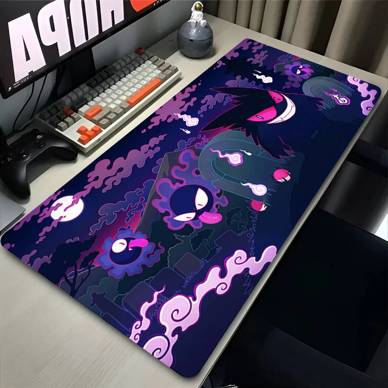 Purple Japan Anime Mouse Pad – P-pokemon, G-gengar, XXL Desk Mat, Kawaii Rug