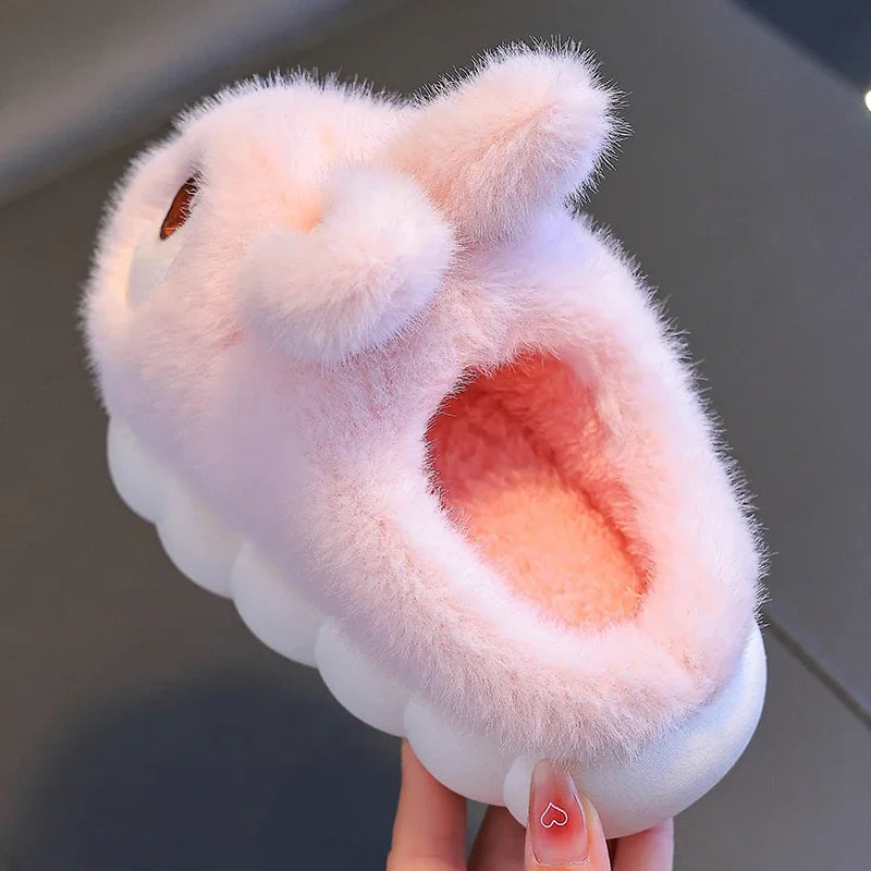 2024 New Cute Rabbit Cartoon Winter Slippers for Kids – Warm & Cozy Indoor Shoes!