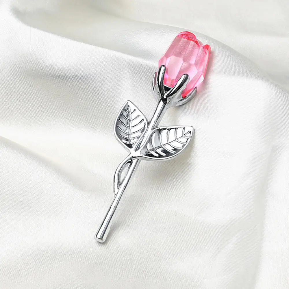 Crystal Glass Rose with Silver/Gold Rod – Valentine's Day Gift for Girlfriend & Wedding Decor