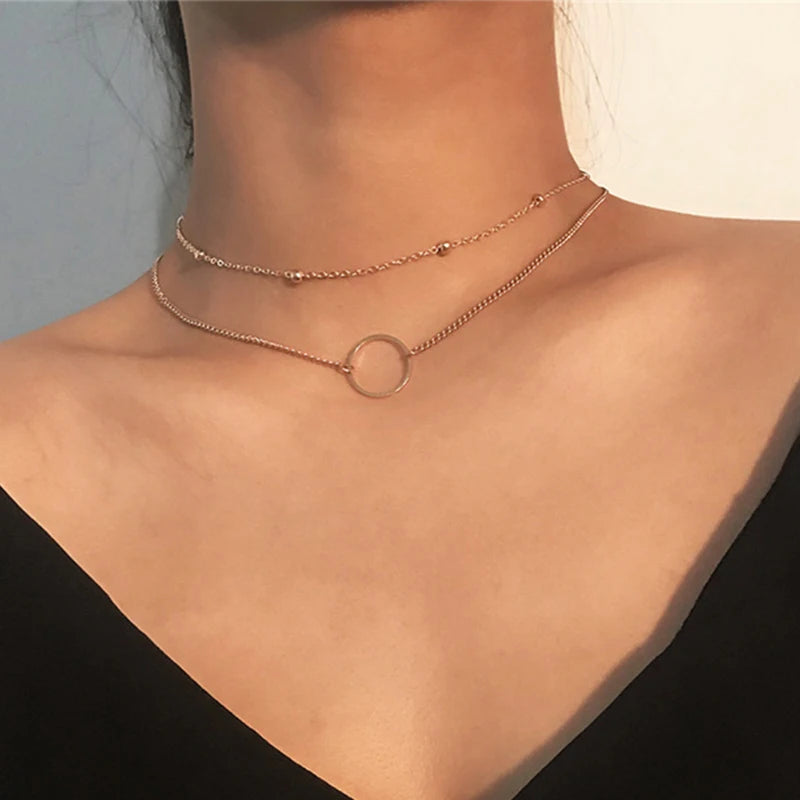 Vintage Pearl Charm Layered Necklace for Women