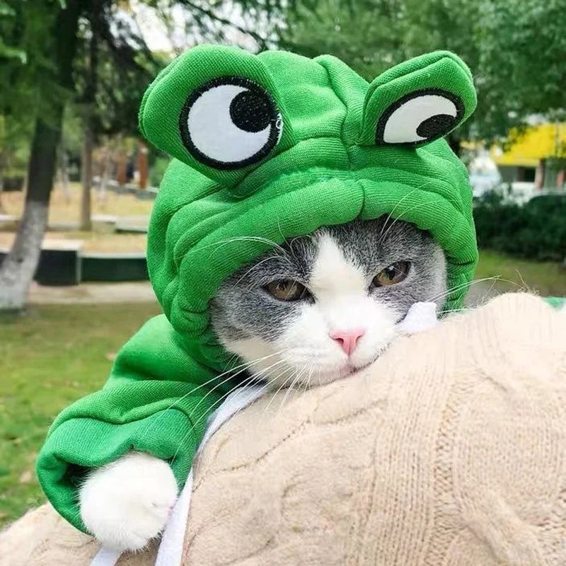 Cute Frog Pet Hoodie – Cozy Plush Cat & Dog Sweatshirt