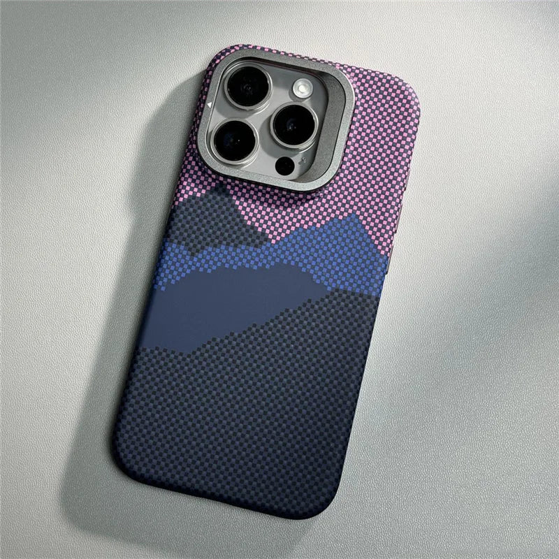 MagSafe Carbon Fiber Shockproof IPhone Case – Anti-Fall Shield with Metal Lens Kickstand
