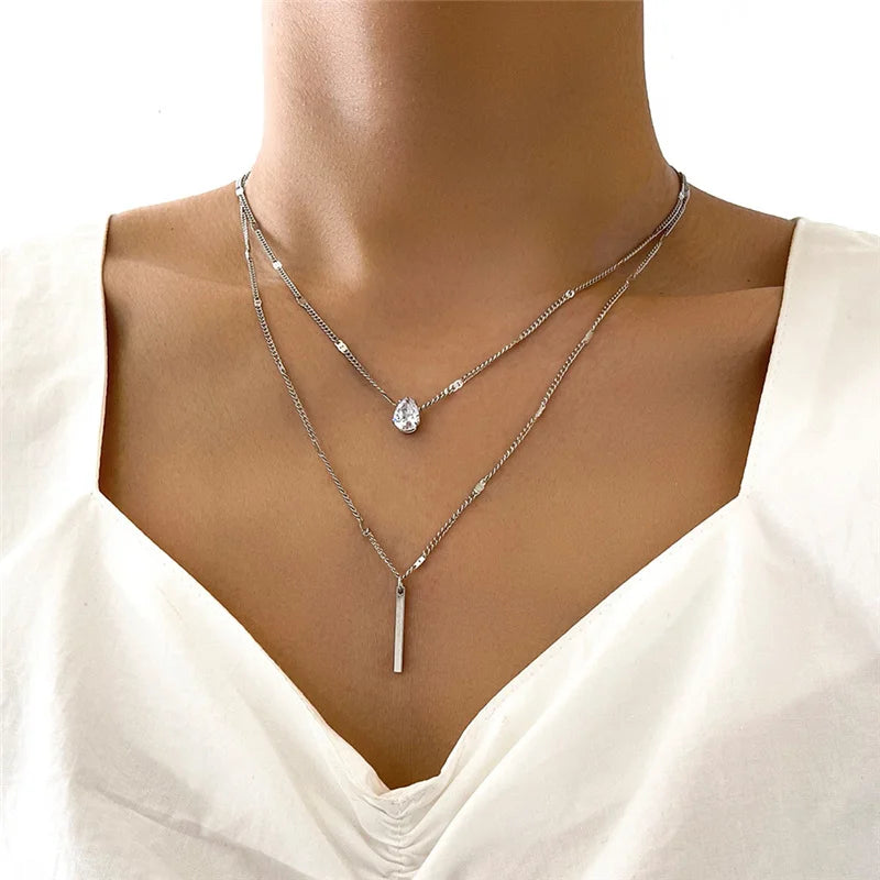 Vintage Pearl Charm Layered Necklace for Women