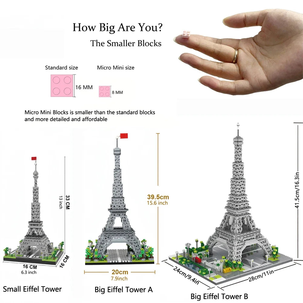 Paris Eiffel Tower Mini Building Blocks Set β Light Illuminated