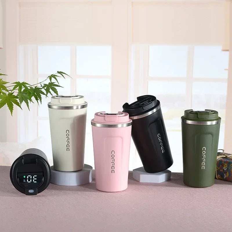 Stainless Steel Thermos Coffee Mug with Temperature Display - Insulated Vacuum Flask