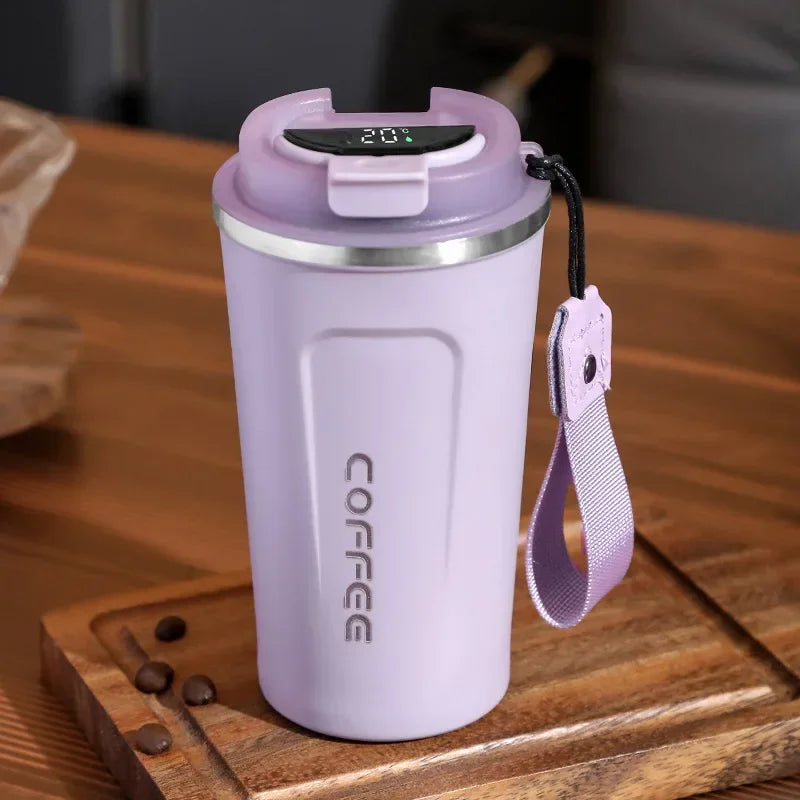 Stainless Steel Thermos Coffee Mug with Temperature Display - Insulated Vacuum Flask
