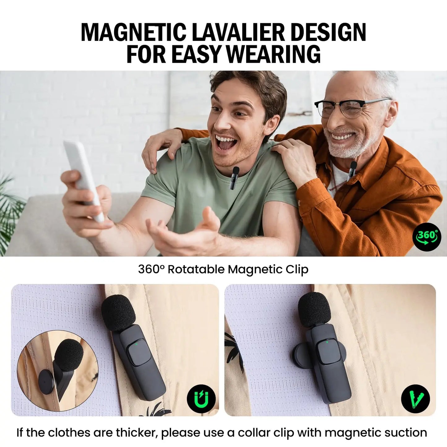 Basix Wireless Lavalier Microphone for iPhone16 & YouTube Vlogs