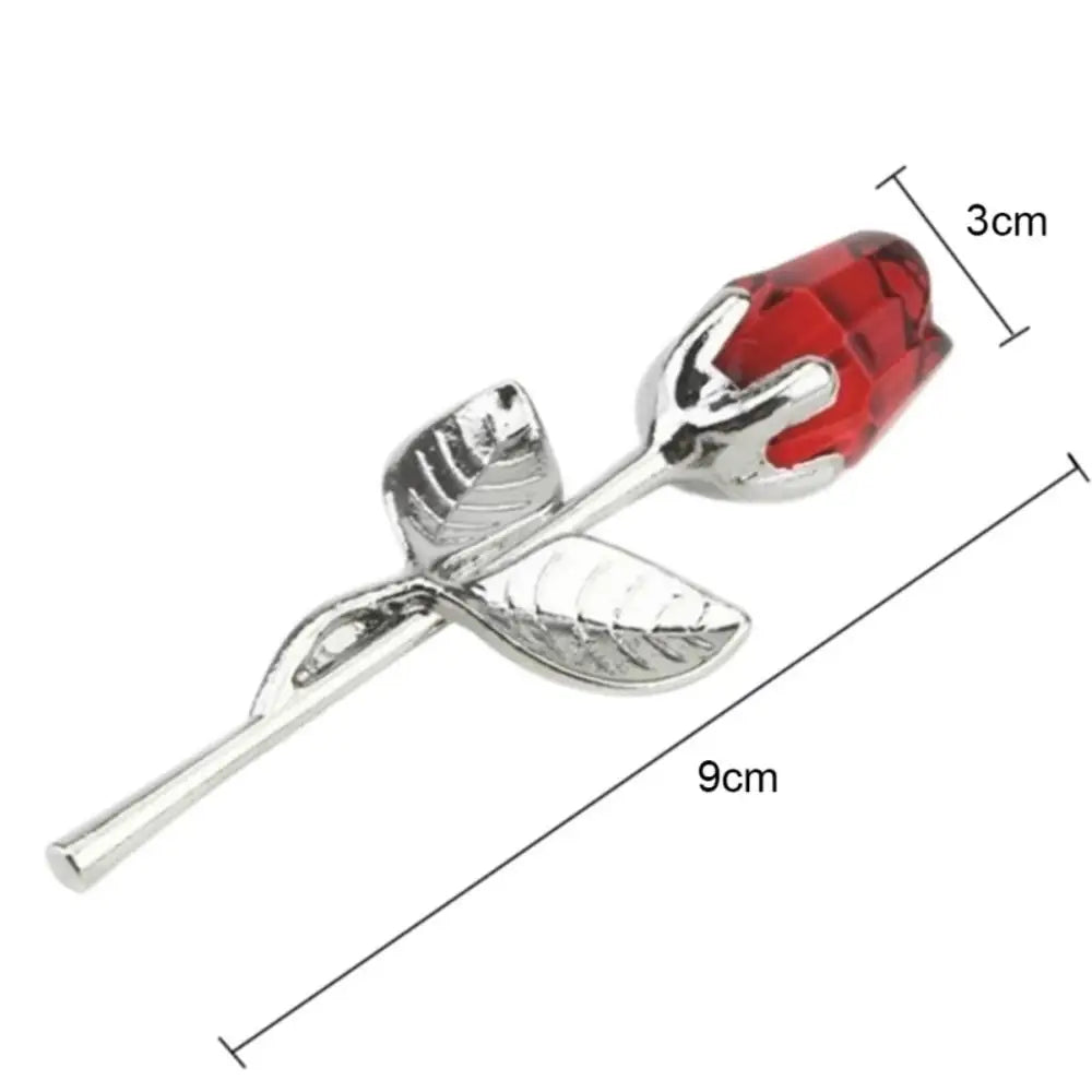 Crystal Glass Rose with Silver/Gold Rod – Valentine's Day Gift for Girlfriend & Wedding Decor