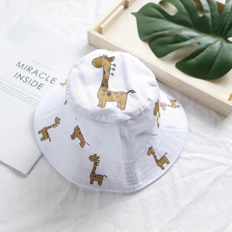 Cartoon Giraffe Baby Bucket Cap - Sun Hat for Kids 2-5 Years