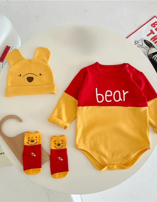 Winnie The Pooh Disney Bear Baby Bodysuit Newborn Long Sleeve Romper for Toddler Boys Girls Jumpsuit Clothes
