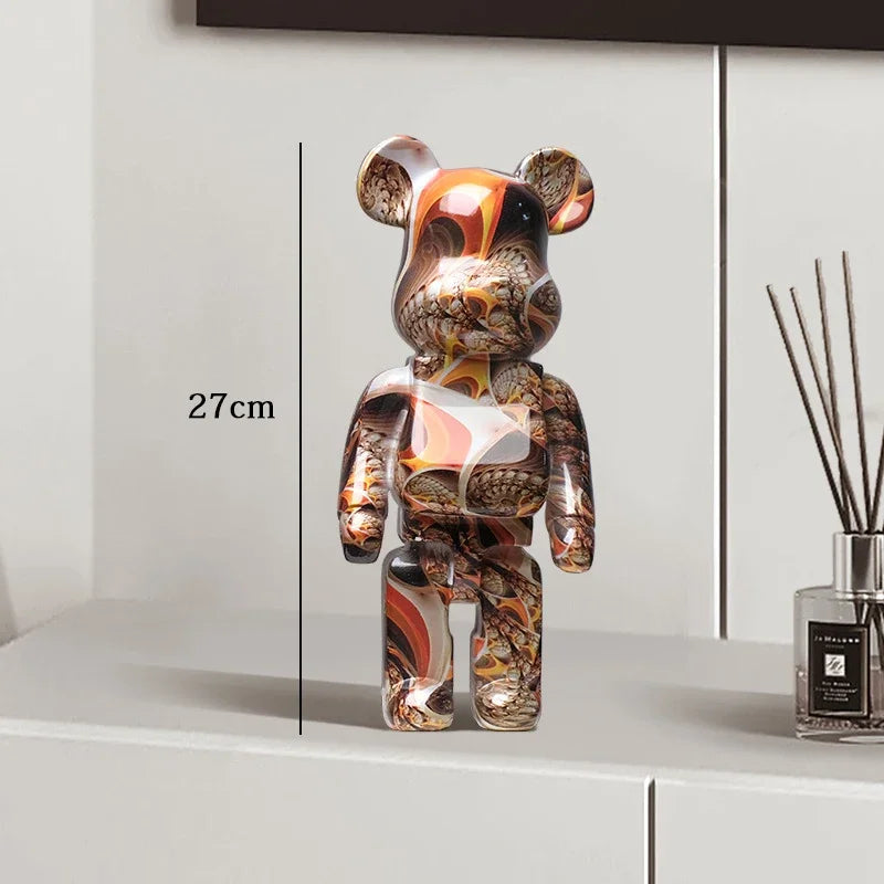 Graffiti Bear Statue – Resin Desktop Ornament & Home Decor Sculpture