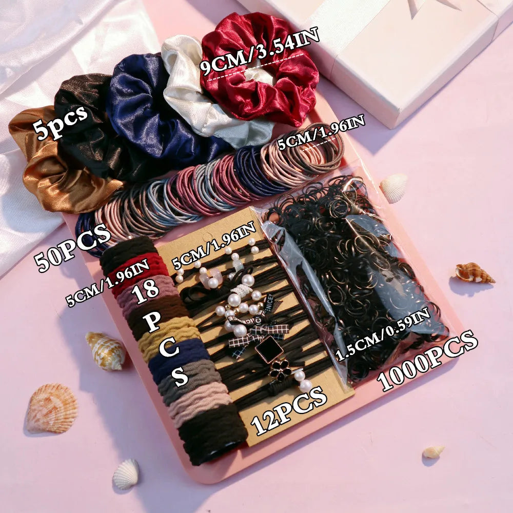 1085PCS Hair Accessories Set – Seamless Hair Bands & Scrunchies