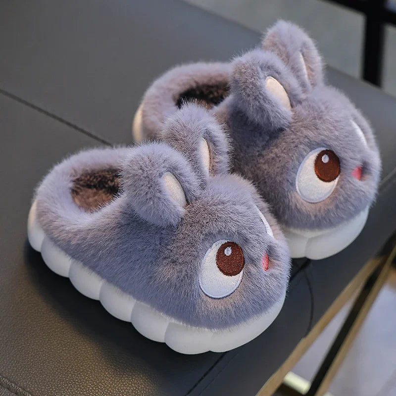 2024 New Cute Rabbit Cartoon Winter Slippers for Kids – Warm & Cozy Indoor Shoes!