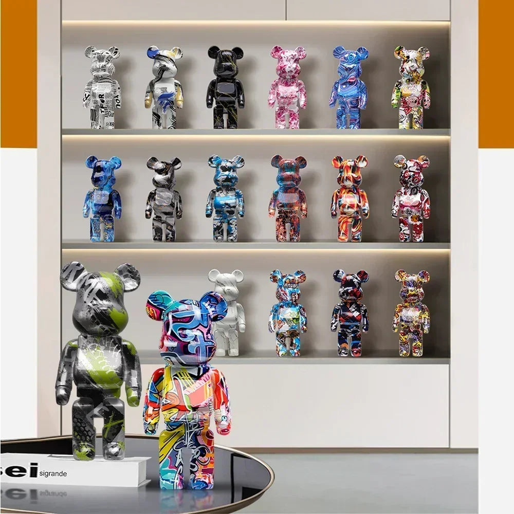 Graffiti Bear Statue – Resin Desktop Ornament & Home Decor Sculpture