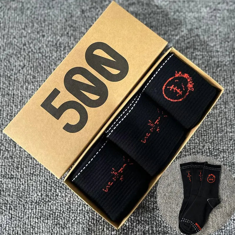 3 Pairs/Box Cactus Jack Cotton Crew Socks for Men