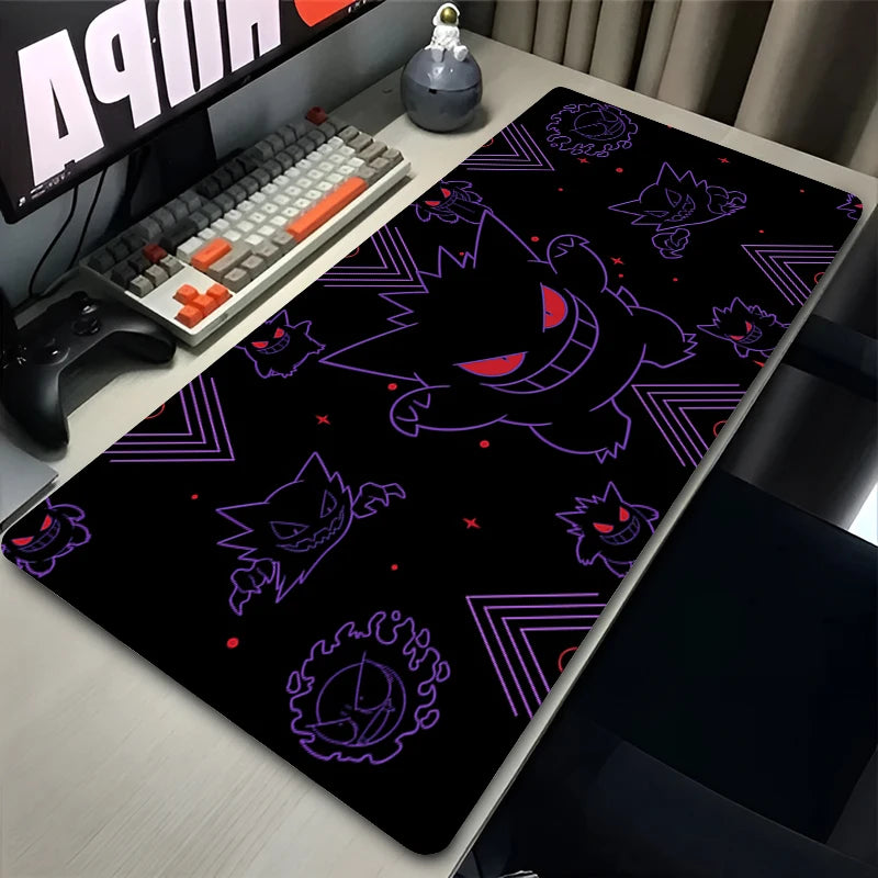Purple Japan Anime Mouse Pad – P-pokemon, G-gengar, XXL Desk Mat, Kawaii Rug