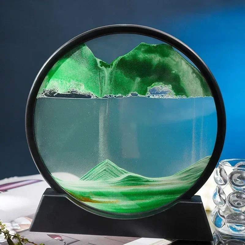 3D Moving Sand Art – Round Glass Deep Sea Sandscape Decor