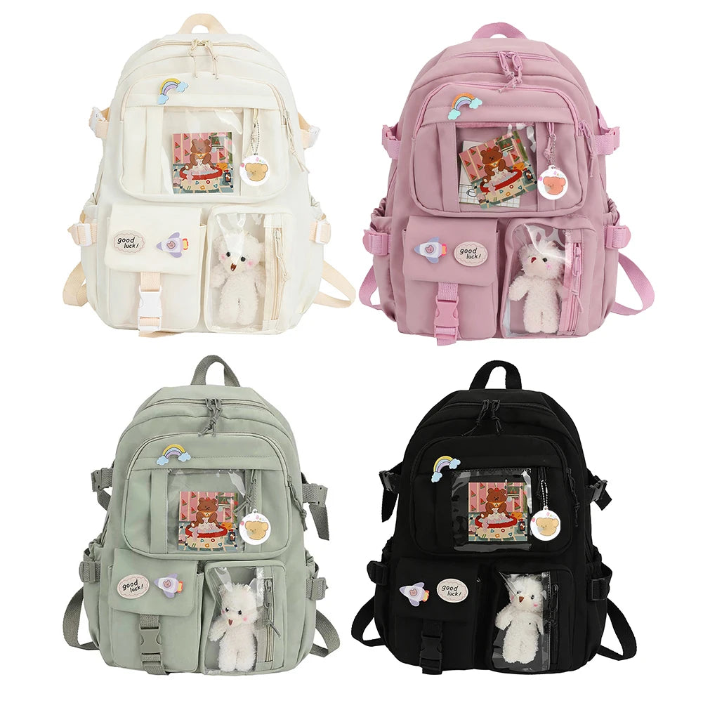 Cute College Rucksack for Students, Large Capacity Nylon Backpack