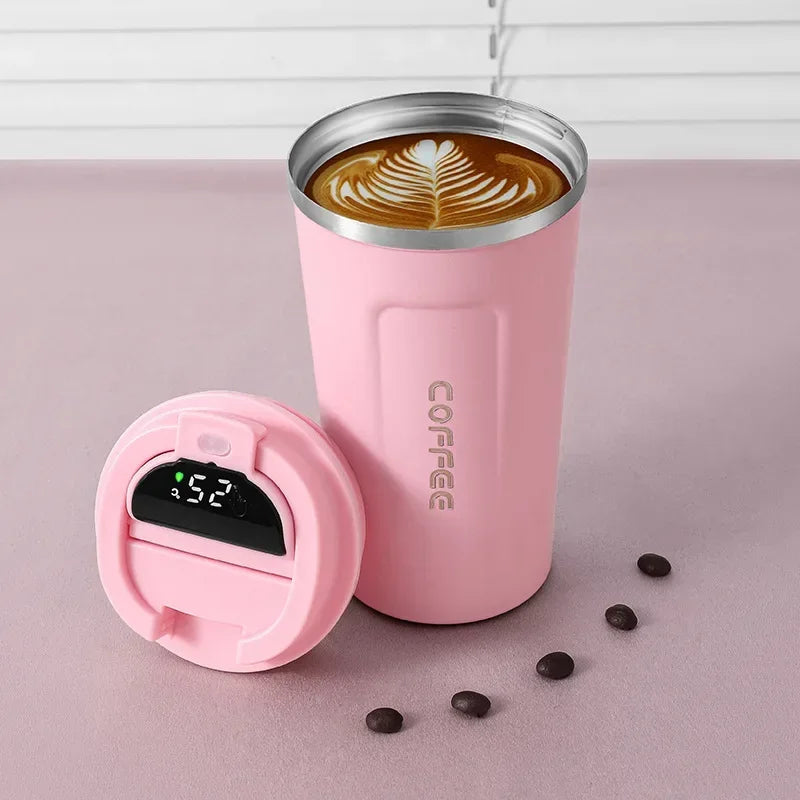 Stainless Steel Thermos Coffee Mug with Temperature Display - Insulated Vacuum Flask