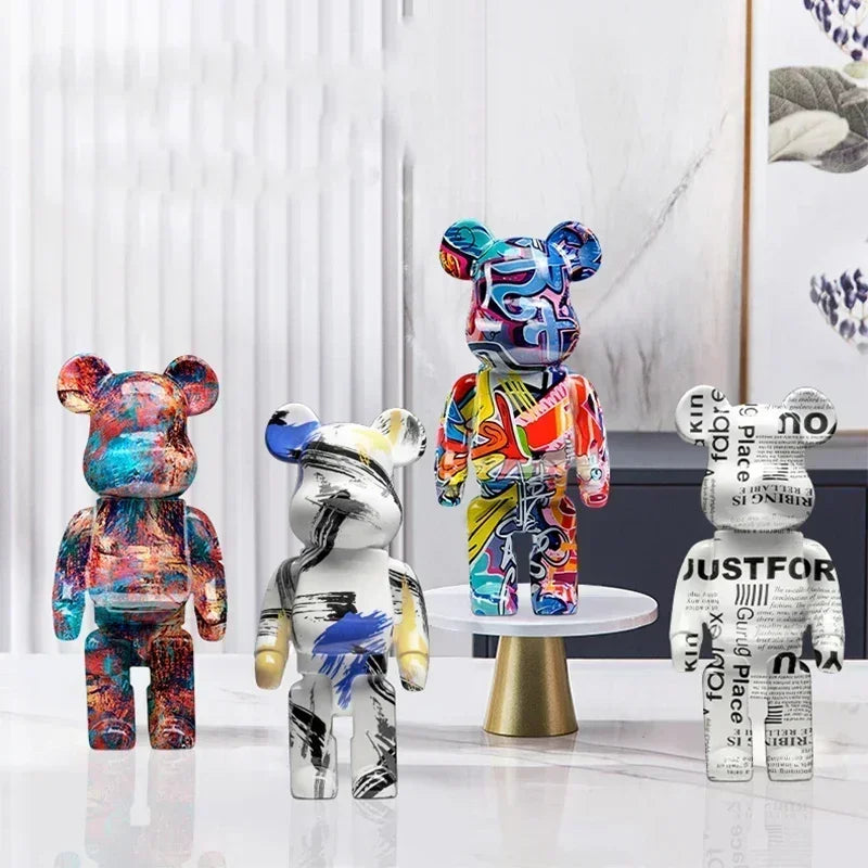Graffiti Bear Statue – Resin Desktop Ornament & Home Decor Sculpture