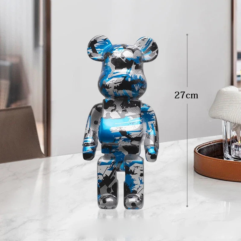 Graffiti Bear Statue – Resin Desktop Ornament & Home Decor Sculpture