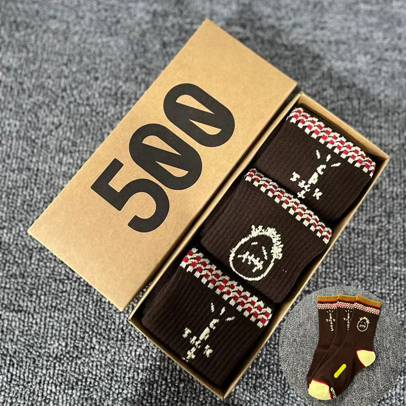 3 Pairs/Box Cactus Jack Cotton Crew Socks for Men