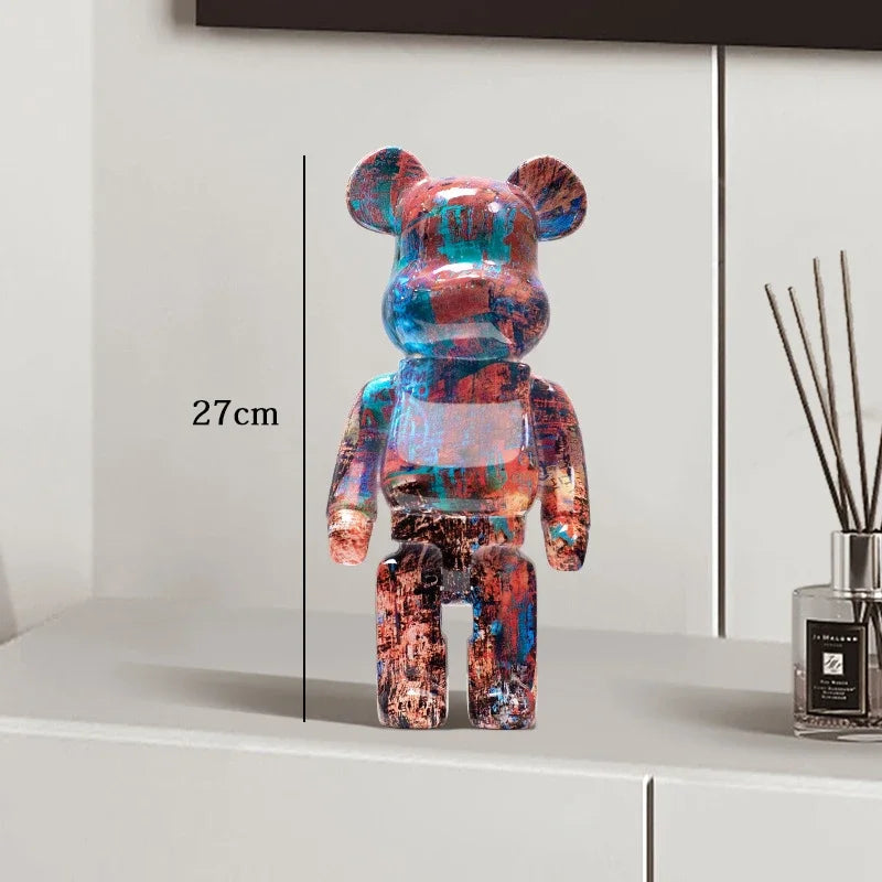 Graffiti Bear Statue – Resin Desktop Ornament & Home Decor Sculpture